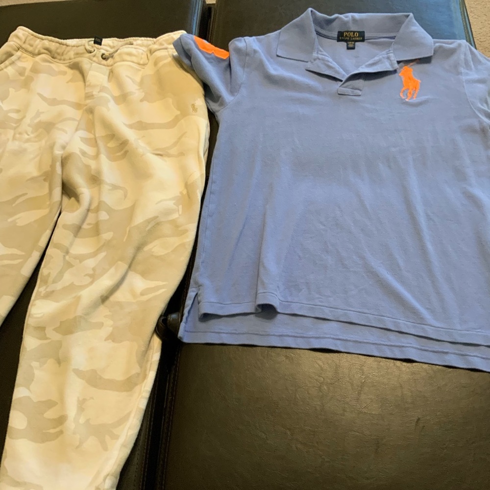 Polo By Ralph Lauren Big Boy Bundle- Shirt L (14-16) Joggers XL (18-20)